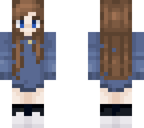 Girl brown hair blue eyes | Minecraft Skin