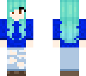 cute green blue hair girl