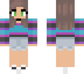 pink purple blue and gray - short brunette hair