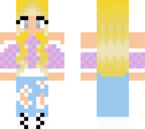 blonde in checked top