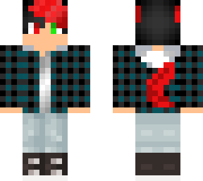 werw wolf boy red dyed hair and tail eyes coped