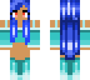 blue hair girl with red eyes