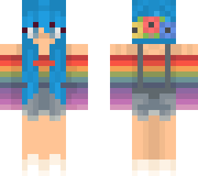 blue haired rainbow girl