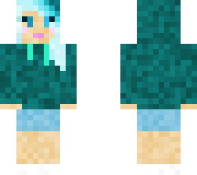 teal/blue hoodie girl