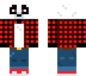 panda wearing flannel