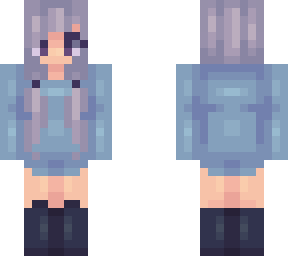 girl with blue oversized sweatshirt