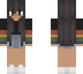 cute girl with rainbow sleves and shorts