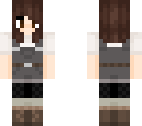 overall brown hair (black tights)