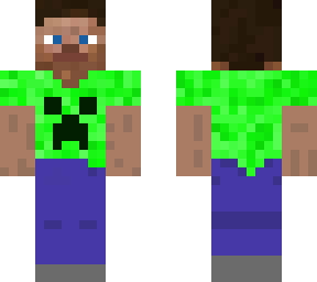 steve with a creeper shirt