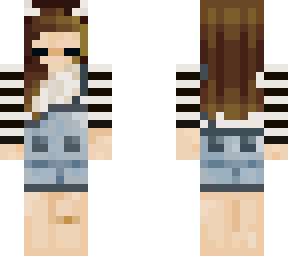 overalls girl with horns and striped shirt
