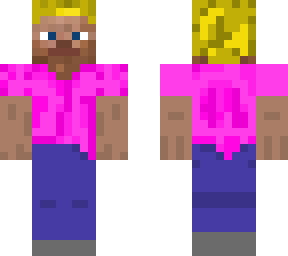 pink shirt blond hair