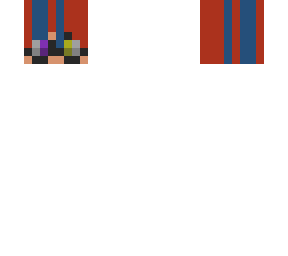 red and blue hair with glasses and purple and yellow eyes