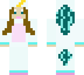teal unicorn girl with brown hair