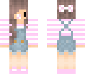pink baby girl in overalls