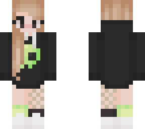 alana in a green skull hoodie