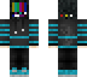 blue and black jacket, tv head