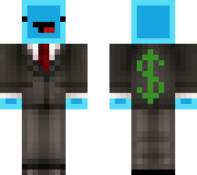 blue slime skin in suit with dollar sign