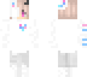 pink blue demon in white