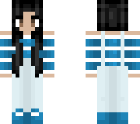 black hair - overalls - blue stripes