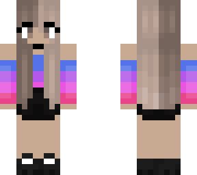 blue, purple and pink stripes - half hair