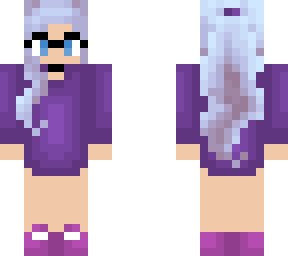 cute nerdy girl - blue tony tail hair