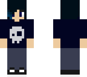 emo girl w/ dyed hair and skull tee