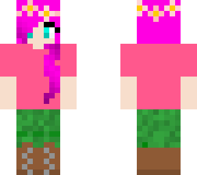 girl w/ pink hair, camo pants, rose tee, and flowers in hair