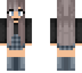 light brownish gray hair - blue skirt