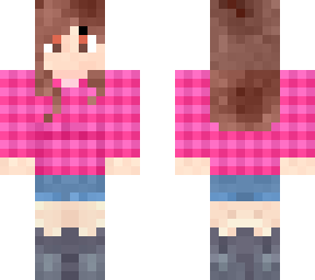 pink flannel girl (brown hair)