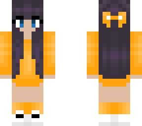 purple hair - orange outfit