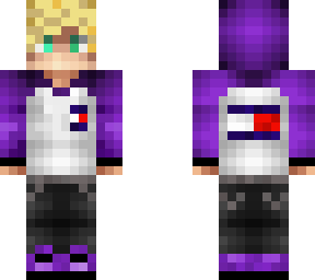 blonde hair purple hoodie