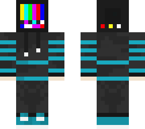 cartoon, blue and black jacket, tv head