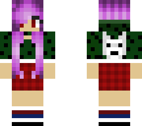 purple haired girl with dog and cactus themed jacket