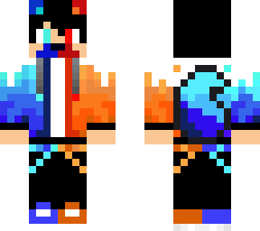 blue and red foxy with muzzle