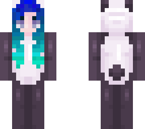 girl, blue hair, panda pajama
