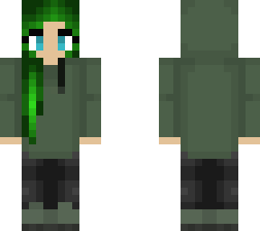 green hoodie - green hair