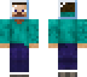 steve but his head has been shoved in a glass block