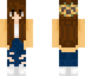 brown hair brown eyes sunflower girl with dark blue distressed jeans