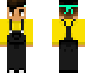 overalls with yellow & turquoise