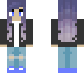 purple ombre hair w/ black leather jacket