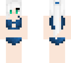 silver hair blue bikini