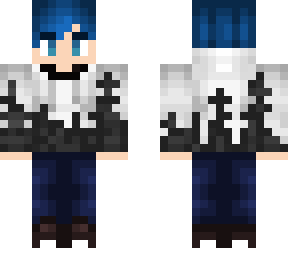 winter tree hoodie - blue hair