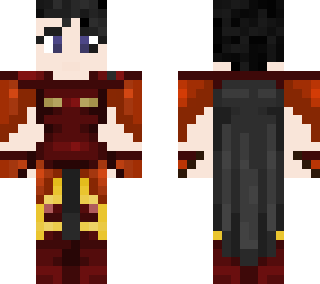 black haired red armor