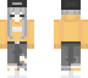 aesthetic silver hair with black snapback and mustard sweater