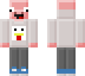 block pig with chicken hoodie