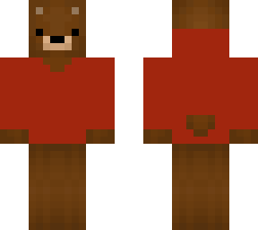 brown bear wearing red hoodie long sleve