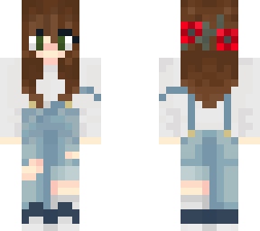 brown hair girl overalls -for my sister lul