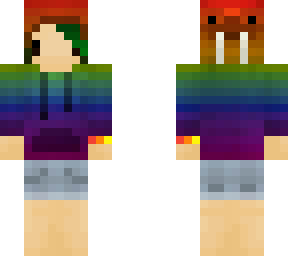 chibi me w/ rainbow walrus hoodie slim