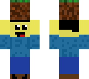 cute boy holding grass block