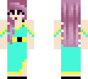 gink hair girl in blue dress